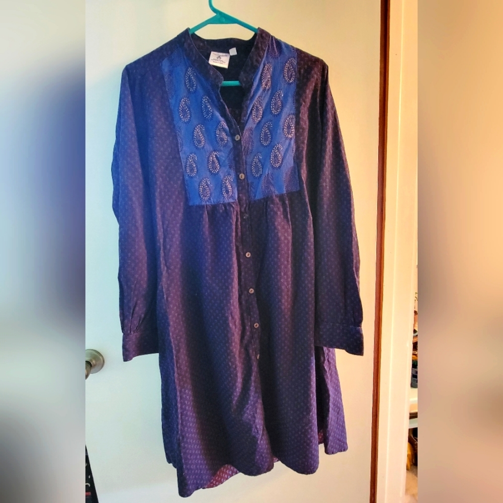 Marketplace Patterned Tunic Style Dress with Rear Tie